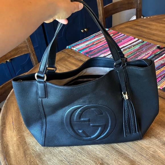 Black Leather Tote Bag - Picture 2 of 11